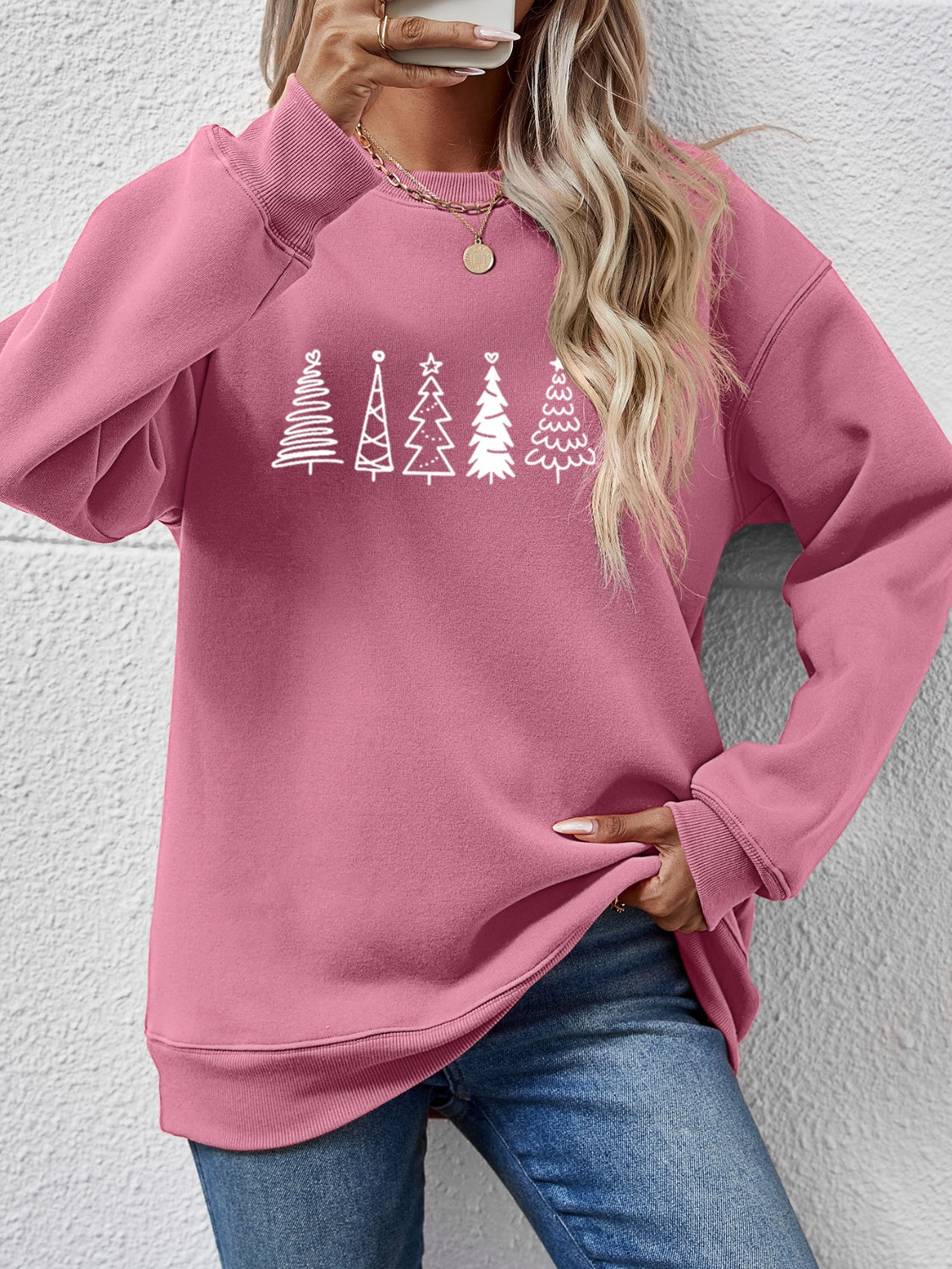 Christmas Tree Graphic Drop Shoulder Sweatshirt