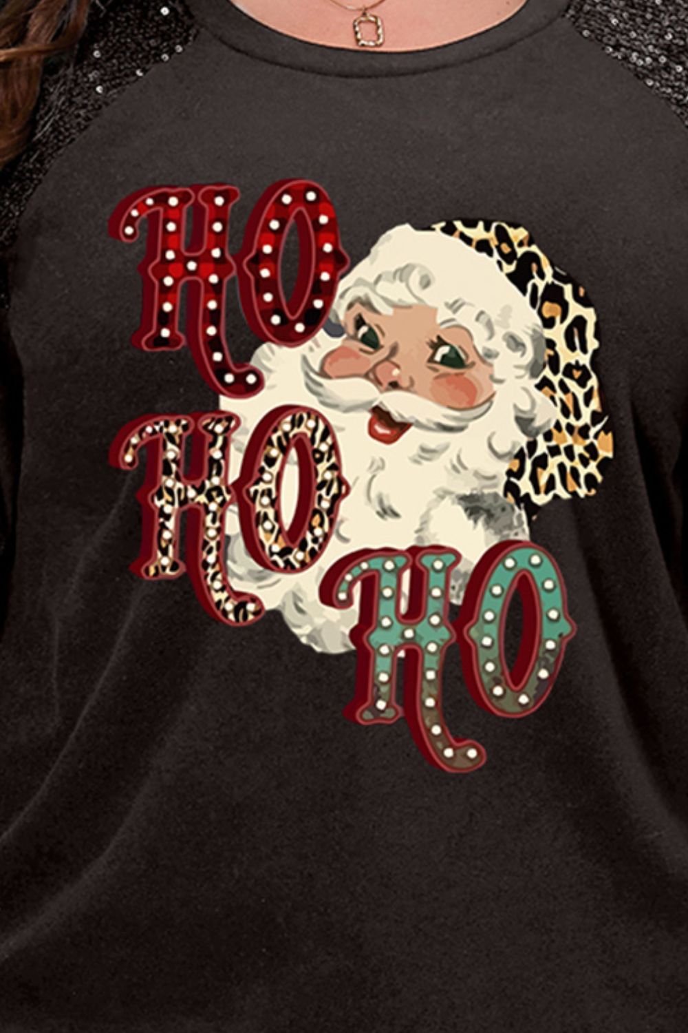 Plus Size Santa Graphic Sequin Long Sleeve Sweatshirt